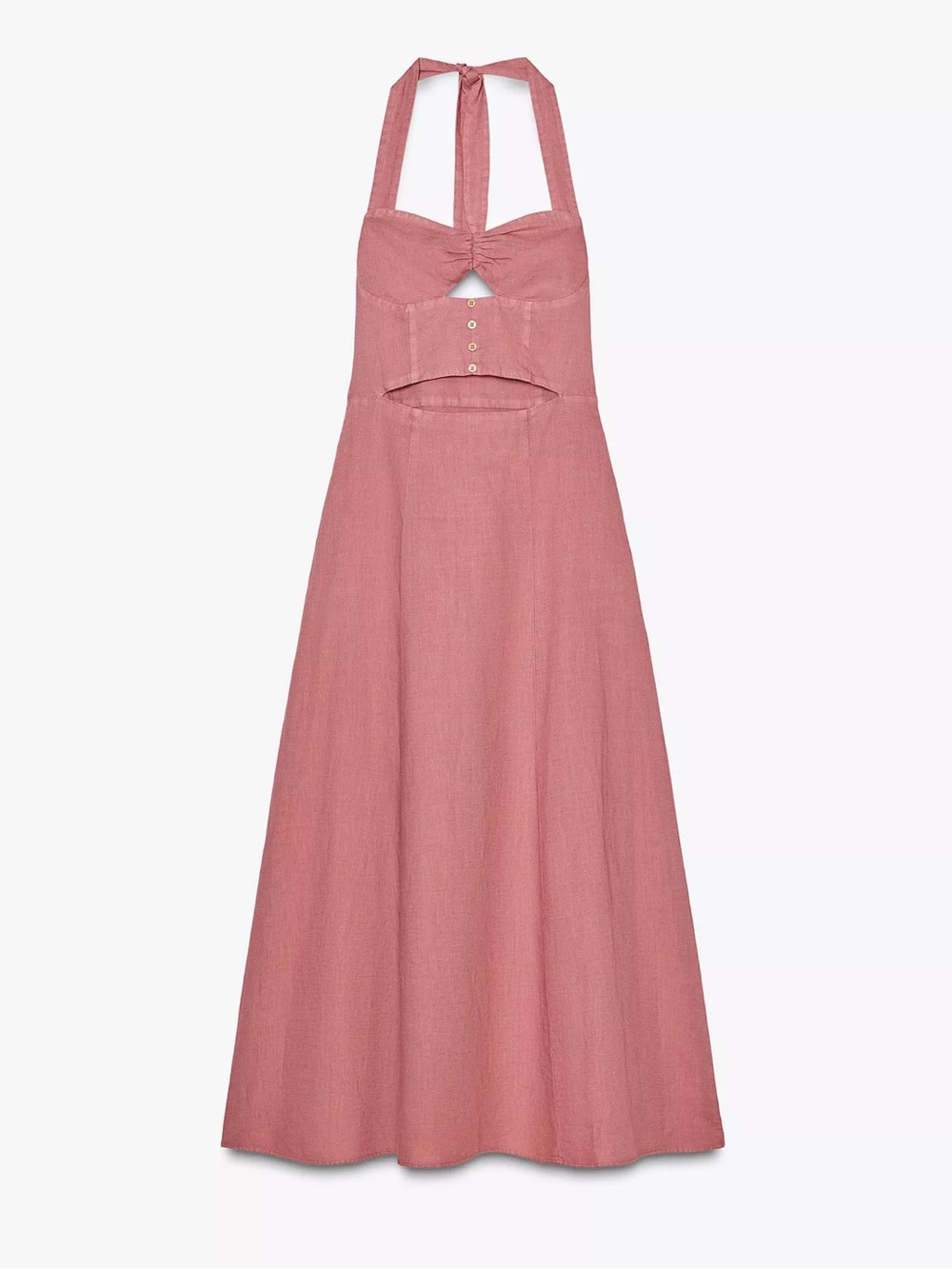 Zara Dusty Rose Halter Maxi Dress with Cutout